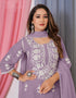 elegant purple bamber georgette attrective designer party wear salwar suit with purple bamber georgette of-13720-acy4446 Back View